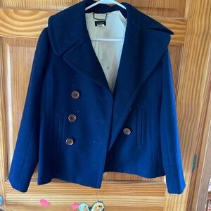 J. Crew Classic Navy Peacoat with Brown Buttons
